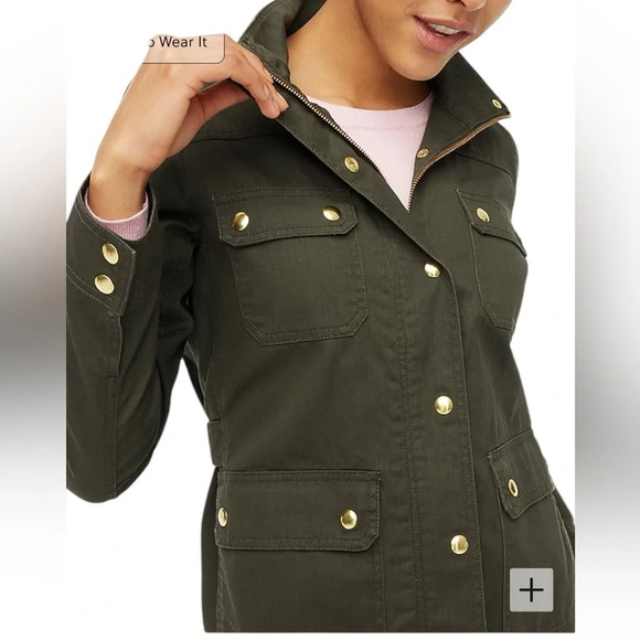 Ladies J Crew Resin-coated Black Twill Field Jacket, Petite Small - Picture 2 of 10